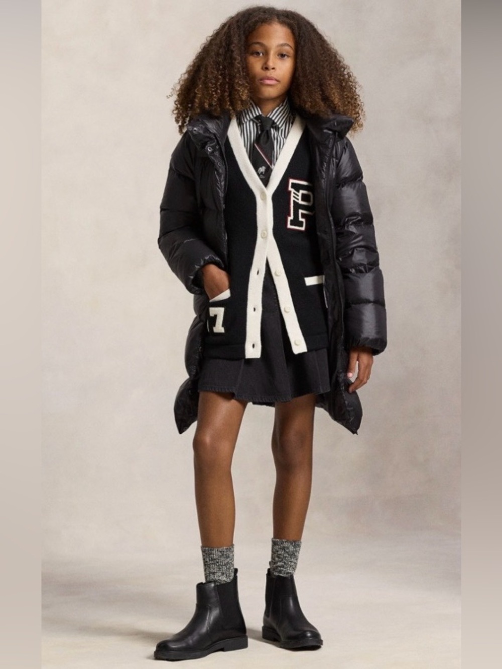 Polo by Ralph Lauren Girls Grey Long Hooded Puffer Coat - Picture 2 of 10